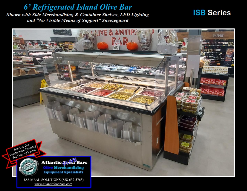 Atlantic Food Bars - 6' Refrigerated Island Olive Bar - ISB7258_002