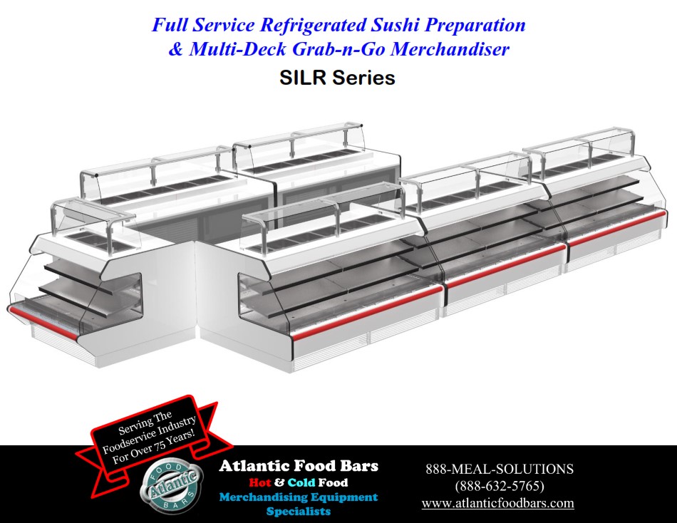 Atlantic Food Bars - Sushi Prep Cases - Refrigerated Merchandisers with Cold Storage and Grab and Go Packaged Food - SILR 3