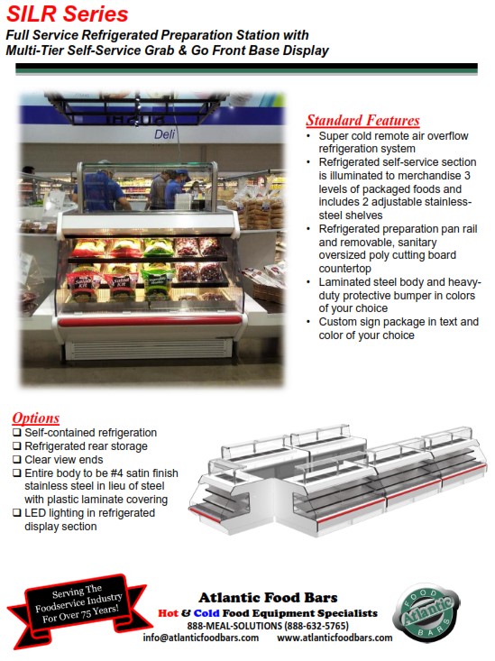 Atlantic Food Bars - Sushi Prep Cases - Refrigerated Merchandisers with Cold Storage and Grab and Go Packaged Food - SILR 6