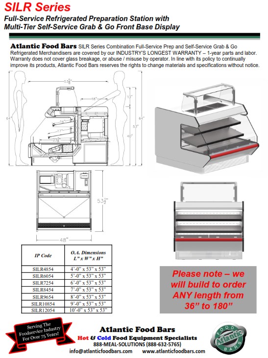 Atlantic Food Bars - Sushi Prep Cases - Refrigerated Merchandisers with Cold Storage and Grab and Go Packaged Food - SILR 7