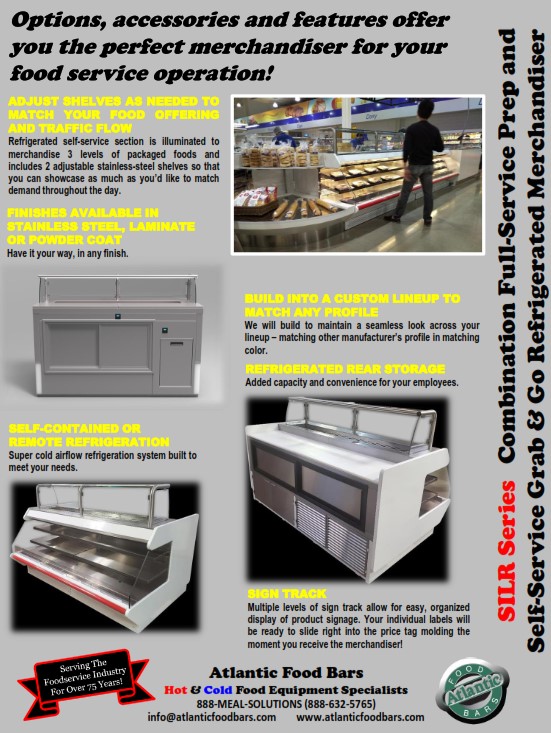 Atlantic Food Bars - Sushi Prep Cases - Refrigerated Merchandisers with Cold Storage and Grab and Go Packaged Food - SILR 8