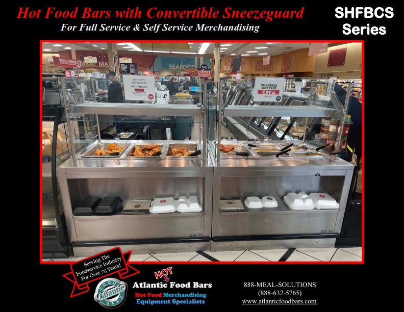 Atlantic Food Bars - Hot Food Bars with Convertible Sneezeguard for Interchangeable Full Service & Self Service Merchandising - SHFBCS4839O-FMS-MODHT-ORH_001