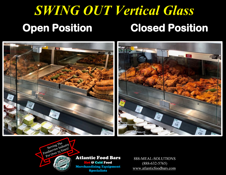 Atlantic Food Bars - Combination Full Service Hot Bulk Food and Self Service Cold Grab and Go Merchandiser with Swing Out Front Glass - ILRTTN_003