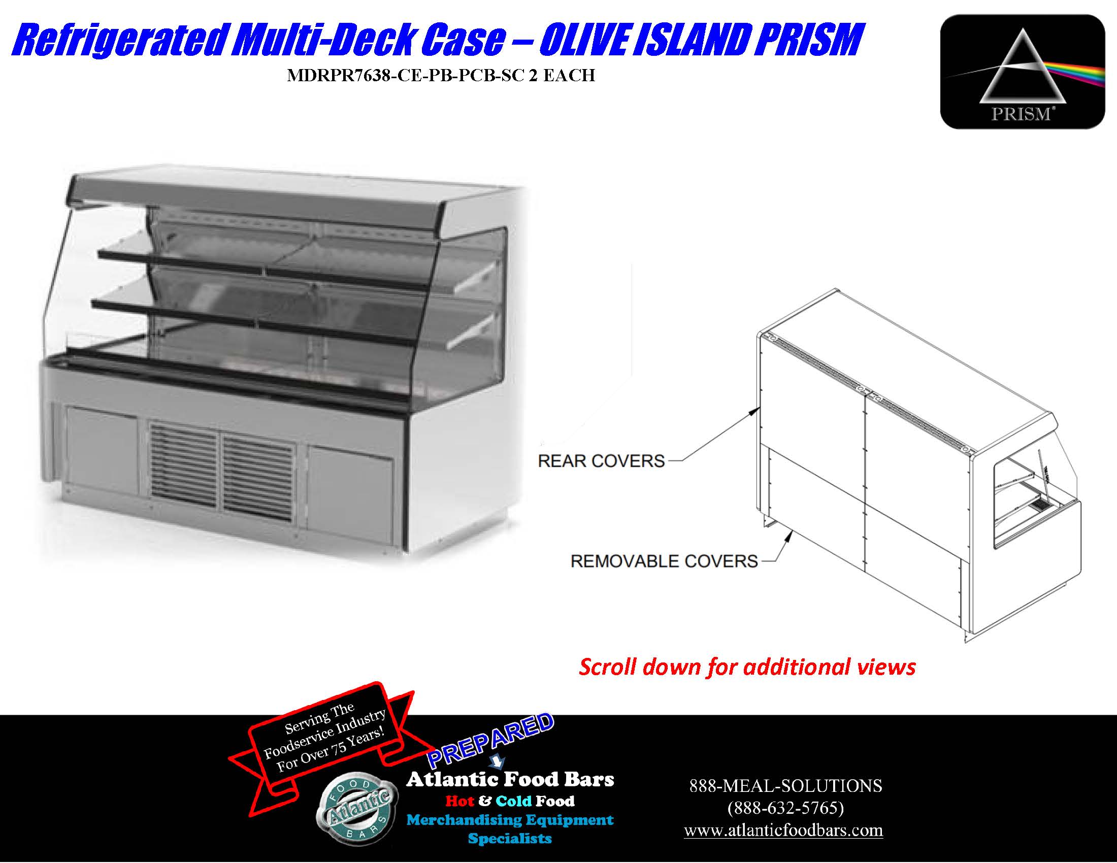Atlantic Food Bars - PRISM Series - MDRPR7638-CE-PB-PCB-SC EDS7416-LED-PB-PCB - 4-pc Prism