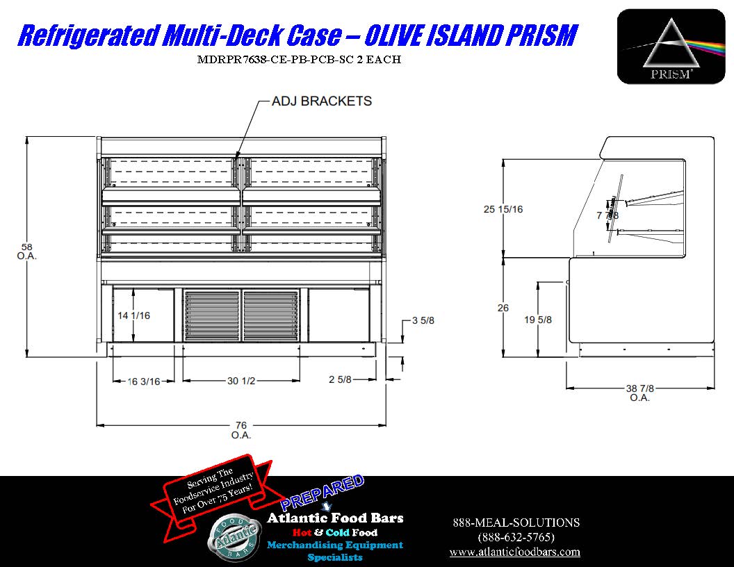 Atlantic Food Bars - PRISM Series - MDRPR7638-CE-PB-PCB-SC EDS7416-LED-PB-PCB - 4-pc Prism
