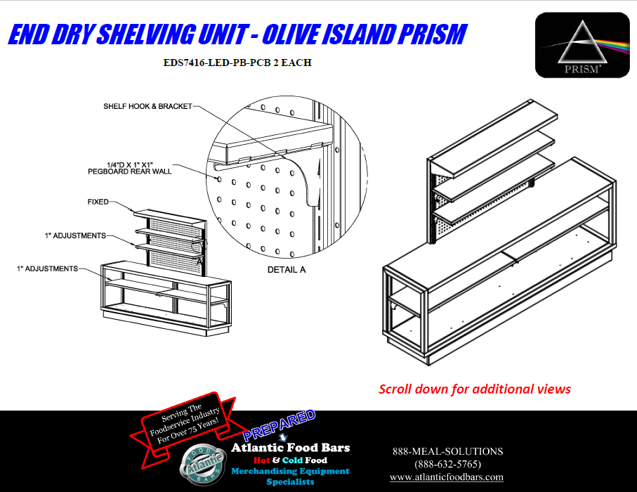 Atlantic Food Bars - PRISM Series - MDRPR7638-CE-PB-PCB-SC EDS7416-LED-PB-PCB - 4-pc Prism
