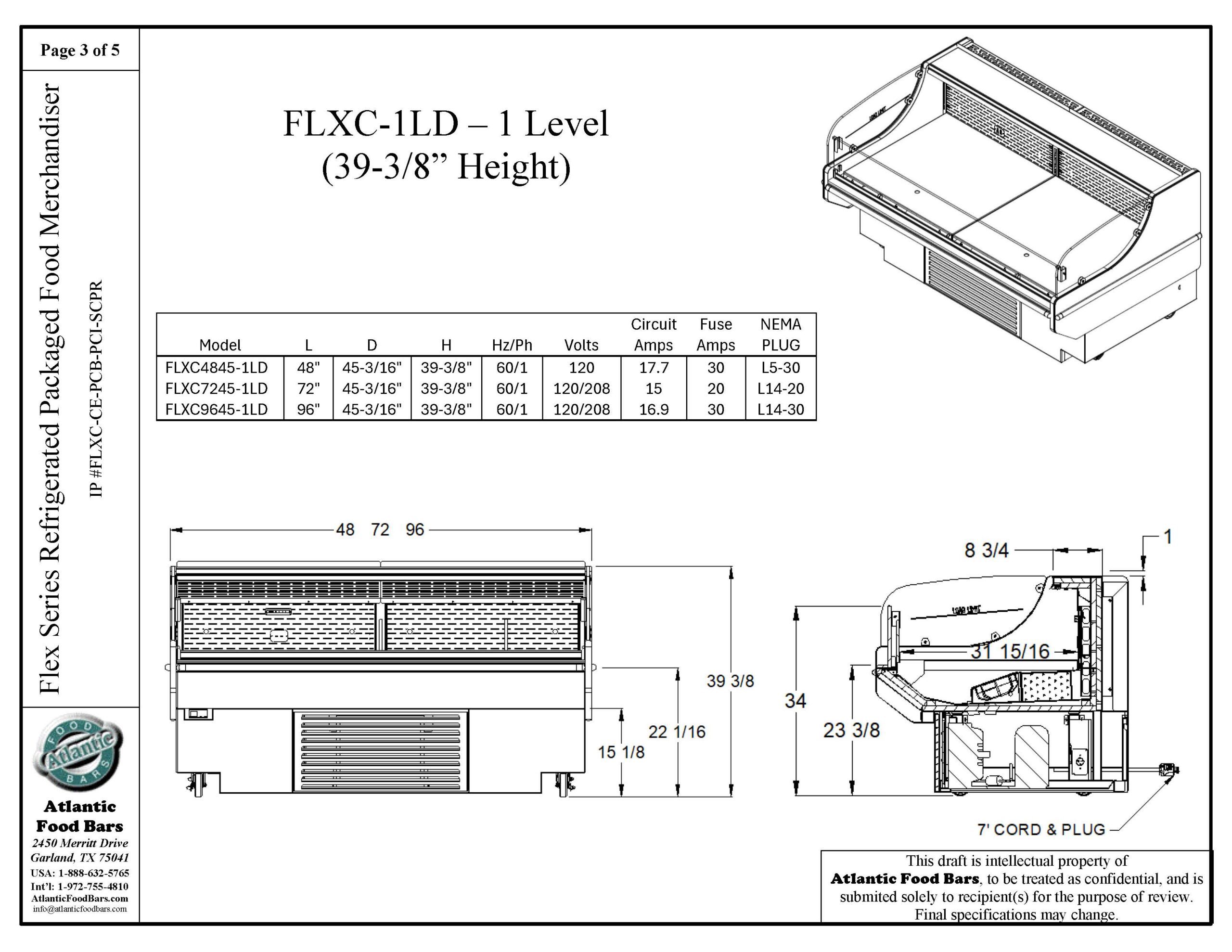 FLXC7248 FLEX Series Self-Contained Refrigerated Multi-Deck Merchandiser for Packaged Foods 