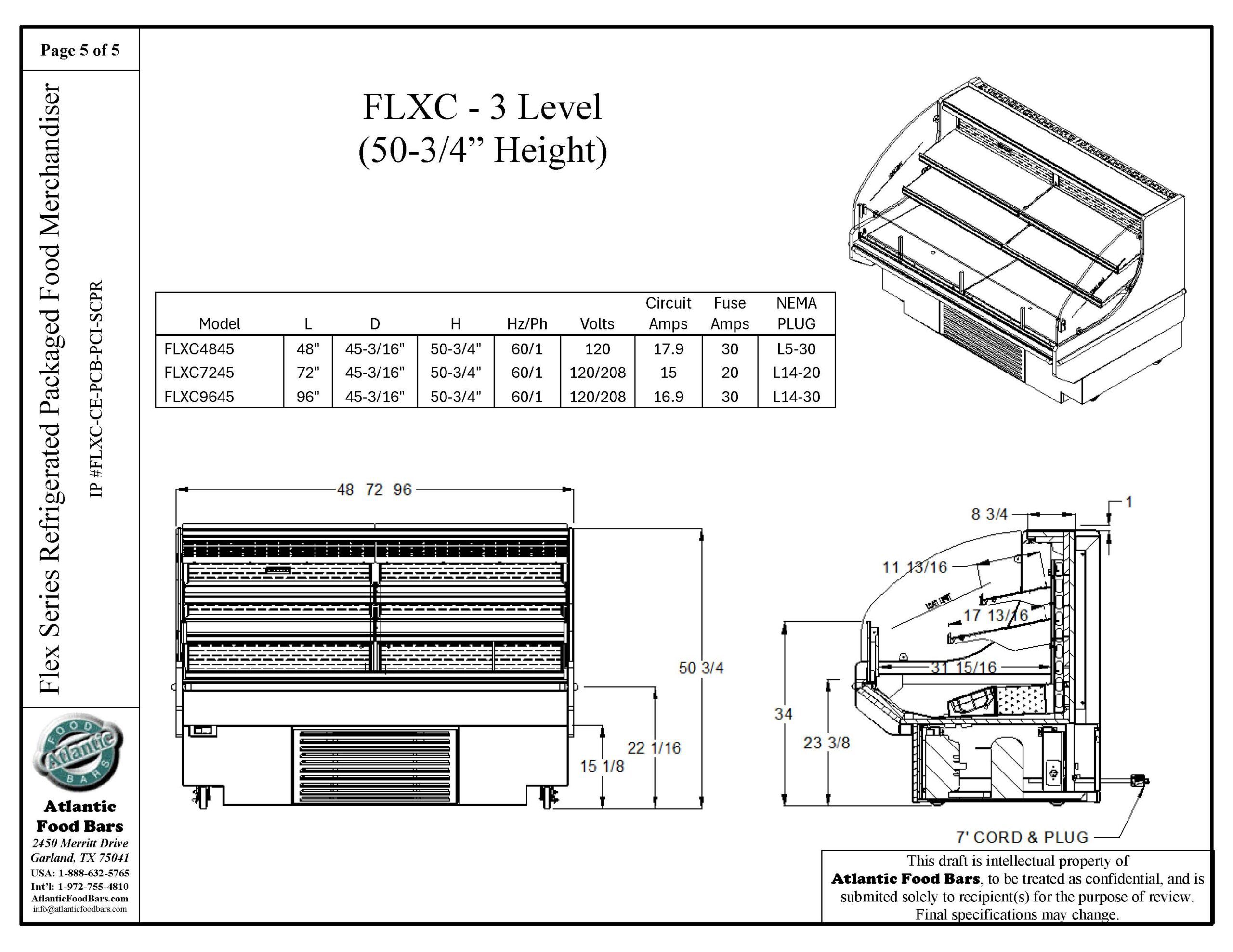 FLXC7248 FLEX Series Self-Contained Refrigerated Multi-Deck Merchandiser for Packaged Foods 